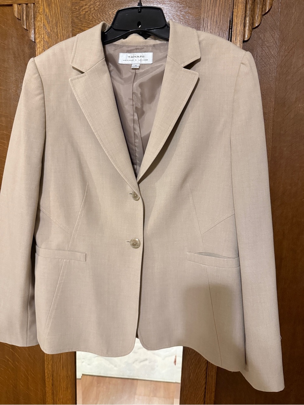 Tahari Beige Single-Breasted Blazer